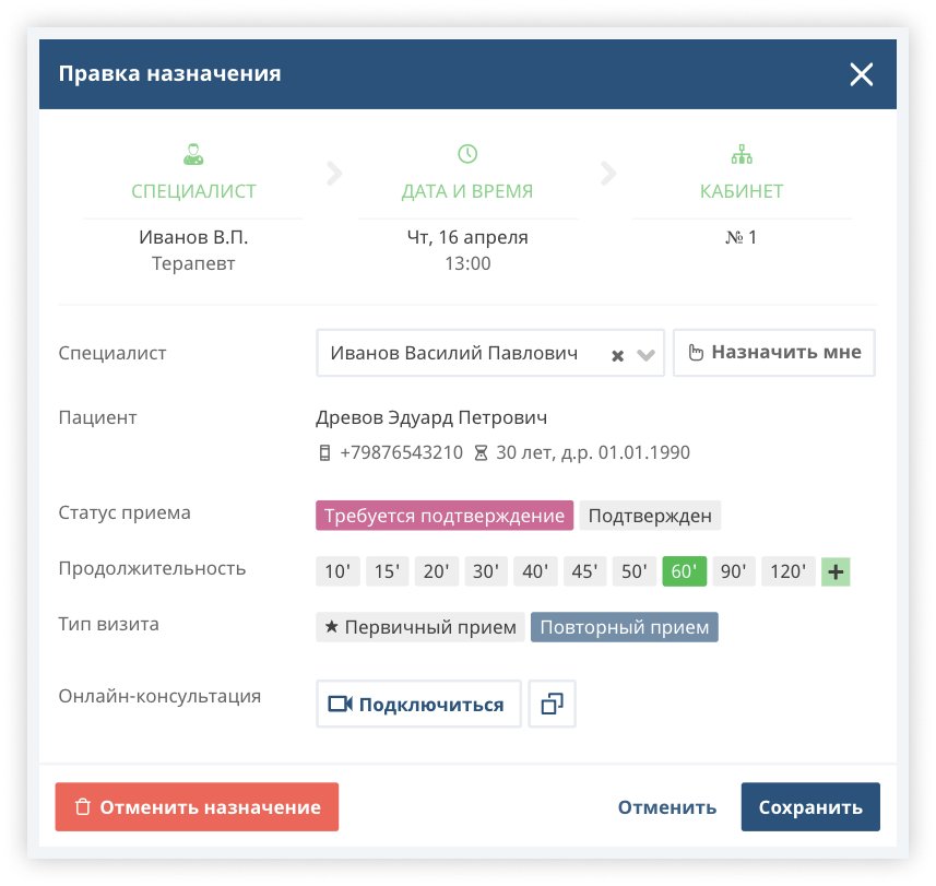 Видеоконсультации с пациентом